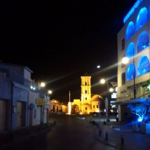 Walking up Pavlou Valsamaki Street, Larnaca, on a winter’s night.